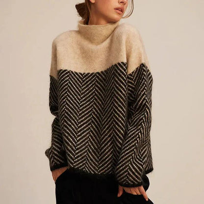 Herringbone Oversized Sweater for Women – Cozy & Stylish Layering-Caliboot