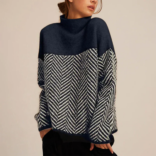 Women's Oversized Herringbone Sweater Cozy - 
Fashinoza