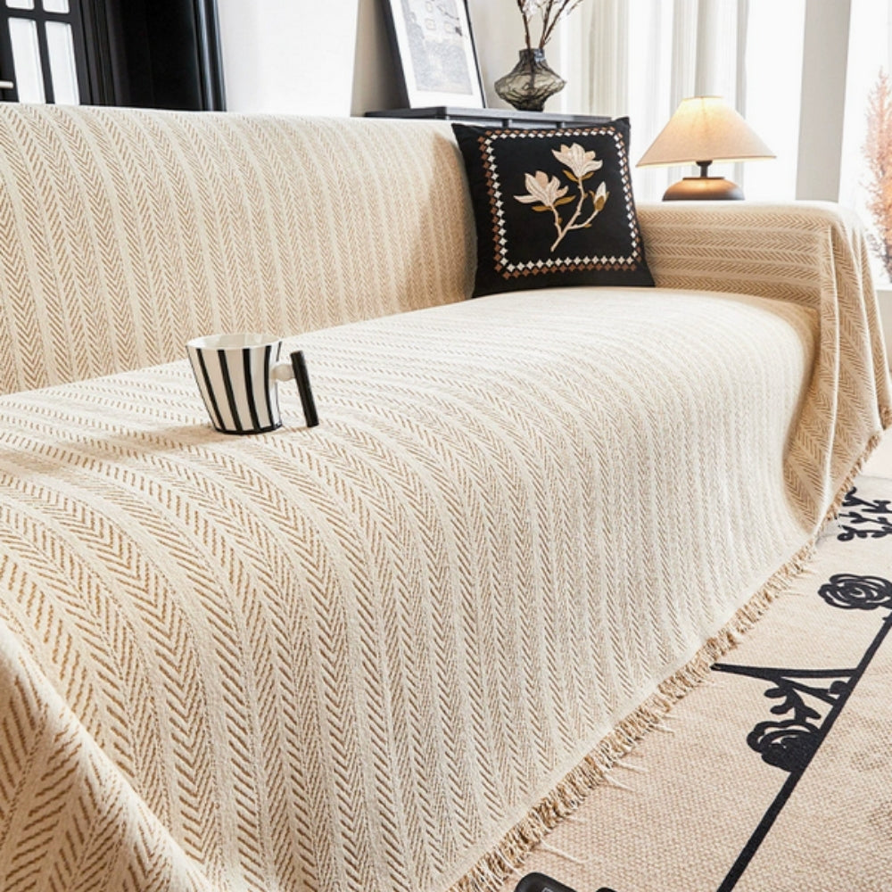 Chenille Herringbone Sofa Slipcover - Fashinoza