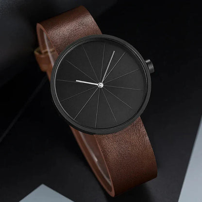 Men's Round Geometric Wristwatch Minimalist Style - 
Fashinoza