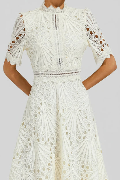 Women's High Neck A-Line Midi Dress