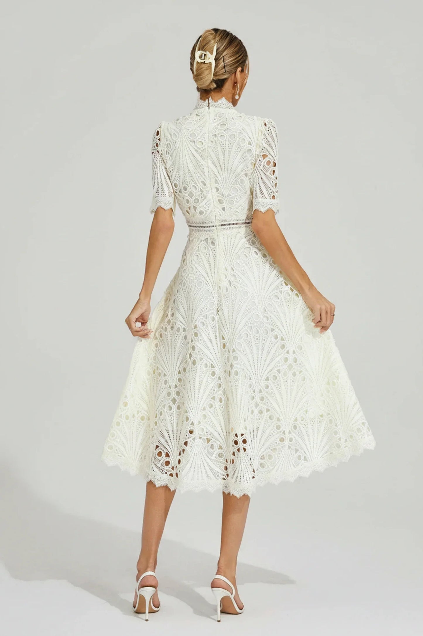 Women's High Neck A-Line Midi Dress
