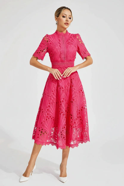 Women's High Neck A-Line Midi Dress