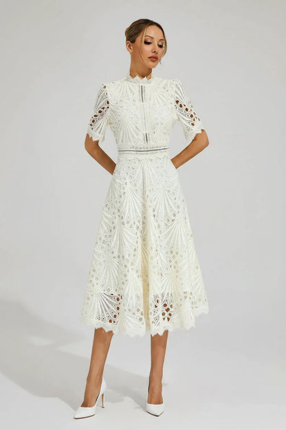 Women's High Neck A-Line Midi Dress