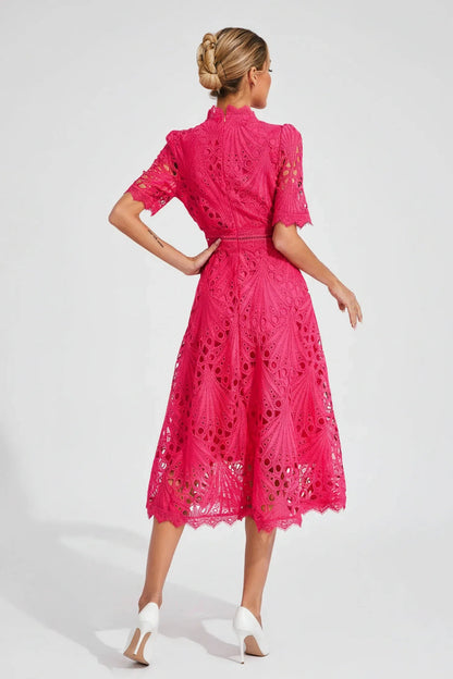 Women's High Neck A-Line Midi Dress