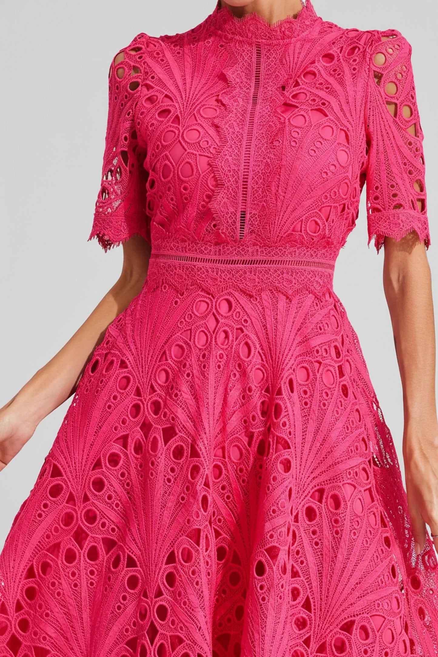 Women's High Neck A-Line Midi Dress