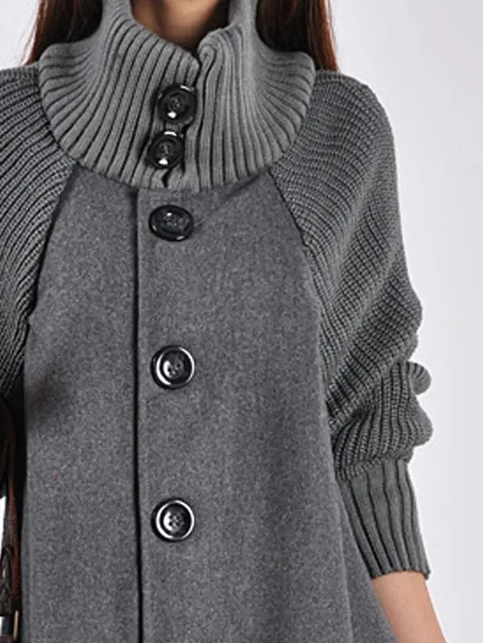 High Neck Black Trench Coat for Women – Elegant & Versatile Style 2