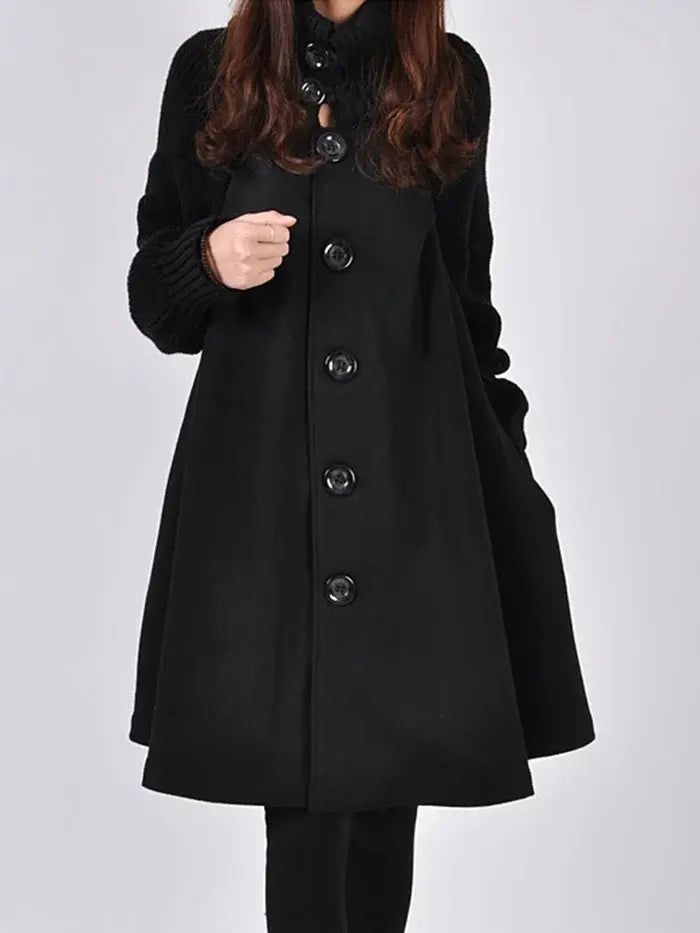 High Neck Black Trench Coat for Women – Elegant & Versatile Style 6