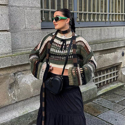 Women's Crocheted Short Sweater - 
Fashinoza