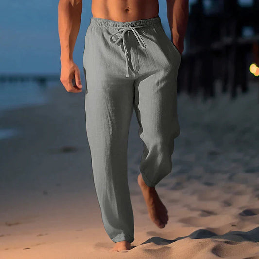 Men's Linen Pants Trendy Beige - Fashinoza