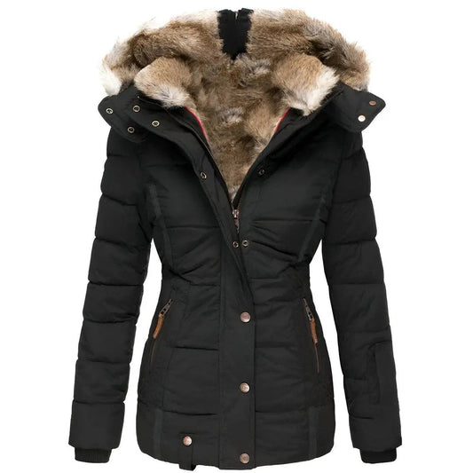 Women's Hooded Puffer Jacket Insulating - 
Fashinoza