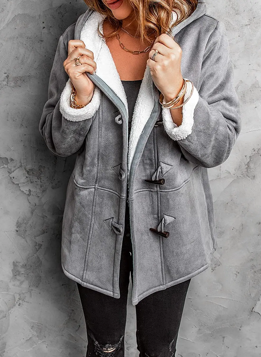 Women's Hooded Toggle Winter Coat - 
Fashinoza