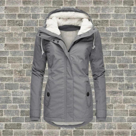 Women's Hooded Winter Coat Waterproof Insulated Black - Fashinoza