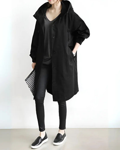 Women's Hooded Trench Coat Lightweight Warm - 
Fashinoza