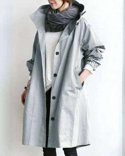 Hooded Black Trench Coat for Women – Stylish & Warm for Chilly Days 4