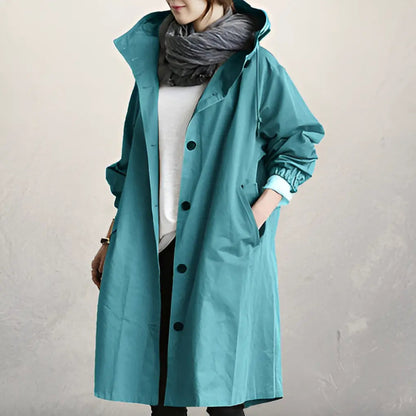 Hooded Black Trench Coat for Women – Stylish & Warm for Chilly Days 8