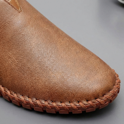 Men’s Casual Loafers Artificial Leather Slip-On Driving Shoes with Contrast Stitching