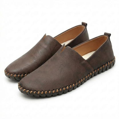 Men’s Casual Loafers Artificial Leather Slip-On Driving Shoes with Contrast Stitching