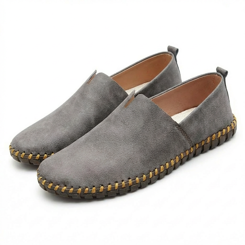 Men’s Casual Loafers Artificial Leather Slip-On Driving Shoes with Contrast Stitching