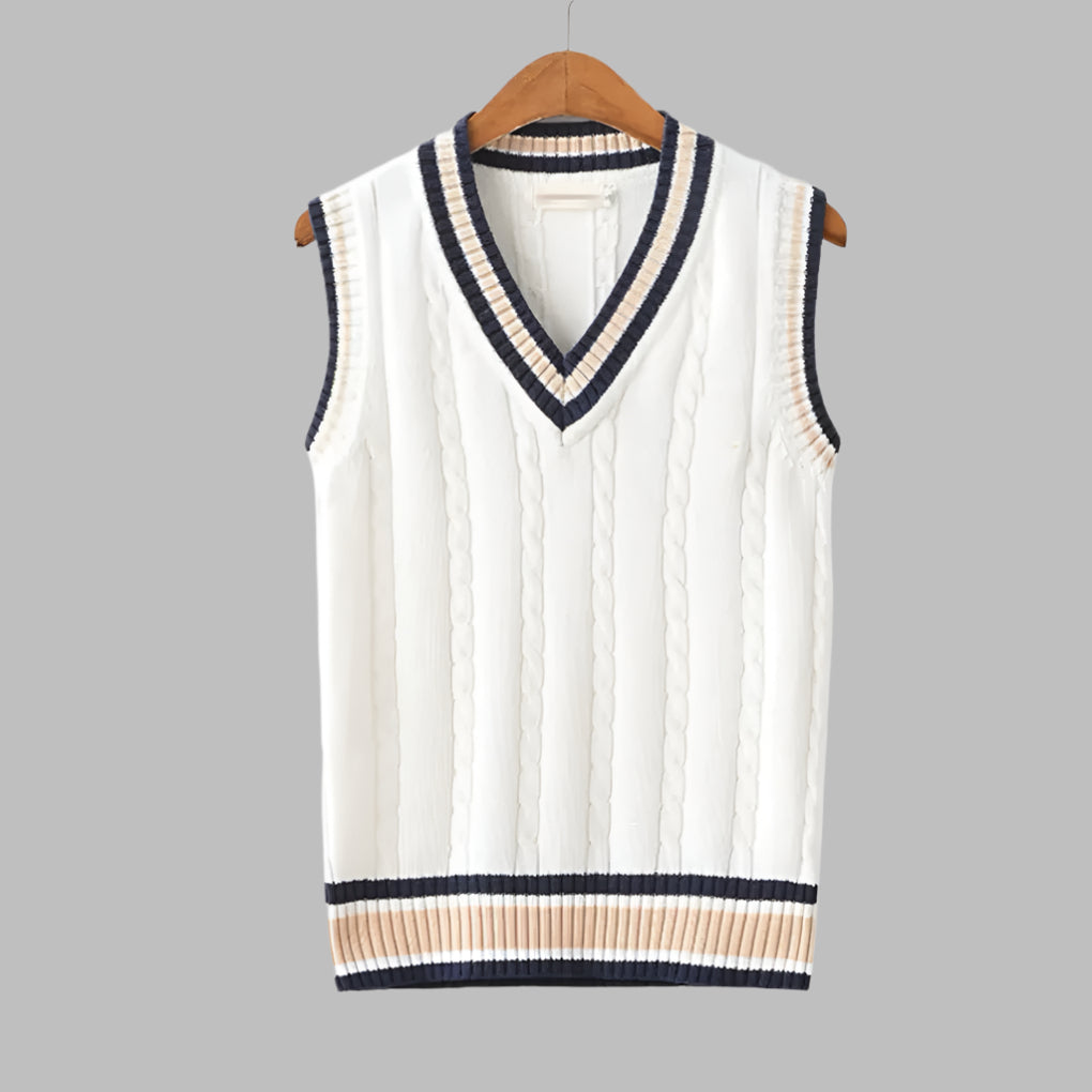 Sleeveless Striped Pullover Preppy Style