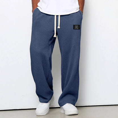Men's Waffle Pants Drawstring Wide Leg Cotton