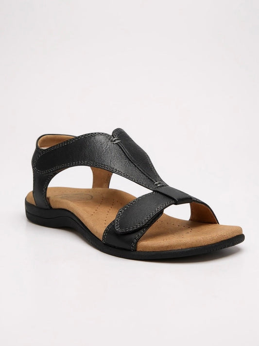 Women's Flat Cushioned T-Strap Sandals - Fashinoza