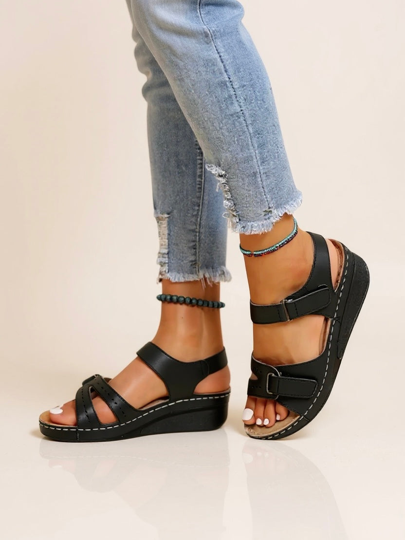 Maren Women's Wedge Sandals Cushioned Adjustable - Fashinoza
