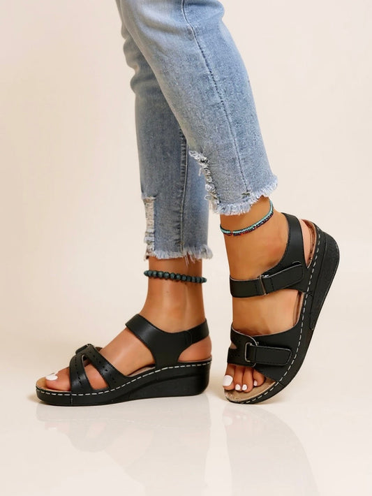 Maren Women's Wedge Sandals Cushioned Adjustable - Fashinoza