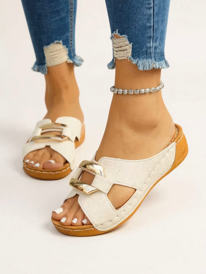 Women's Cushioned Slides Adjustable Buckle