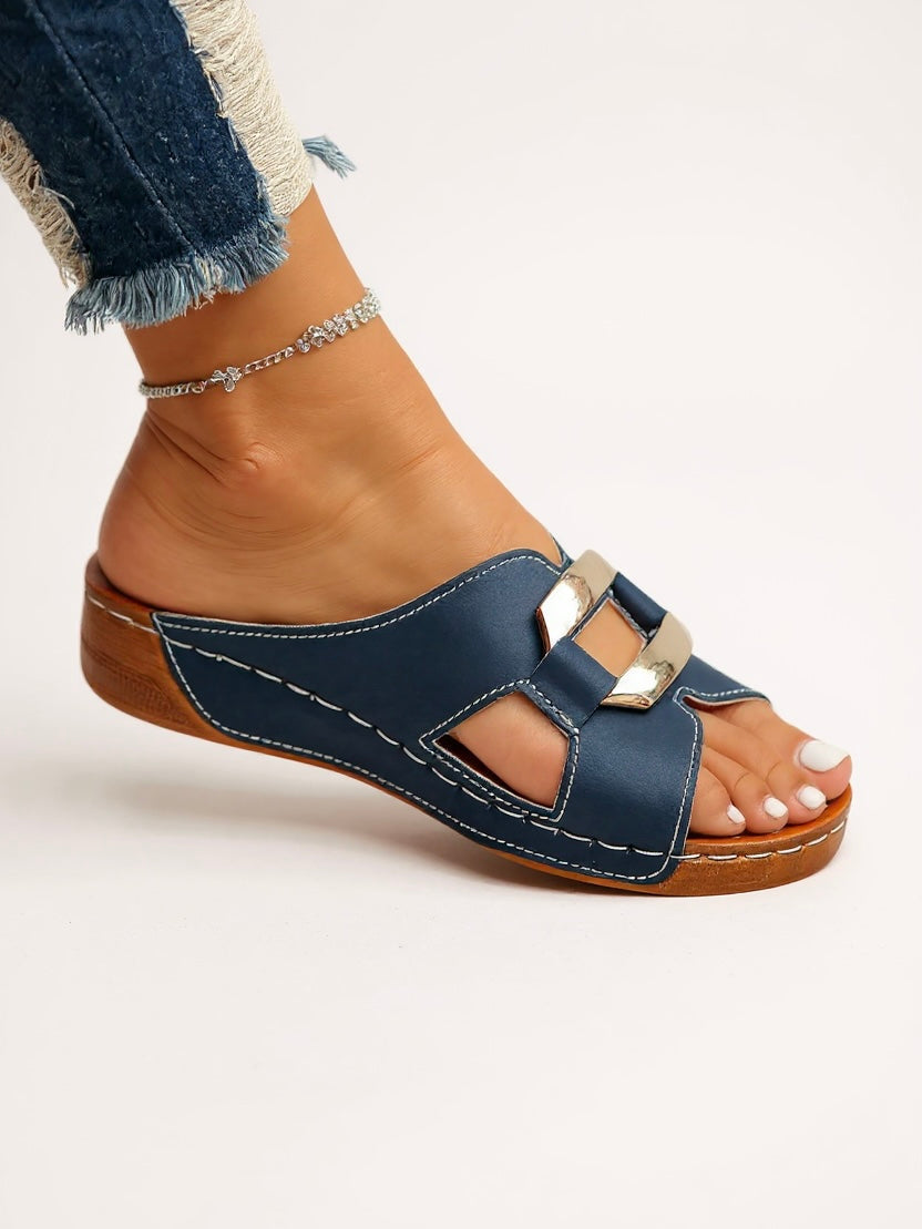 Women's Cushioned Slides Adjustable Buckle