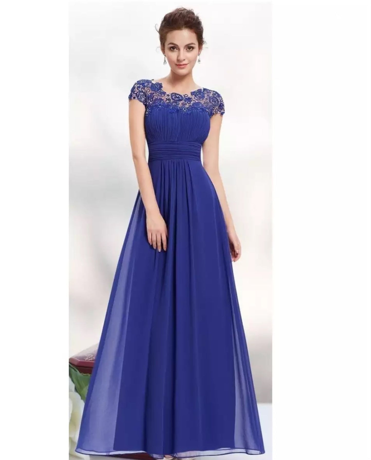Women's Lace Gown Floral Open Back Design
