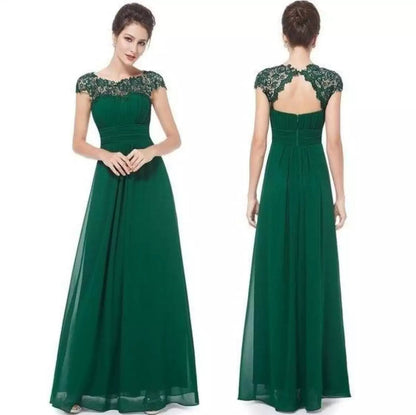 Women's Lace Gown Floral Open Back Design