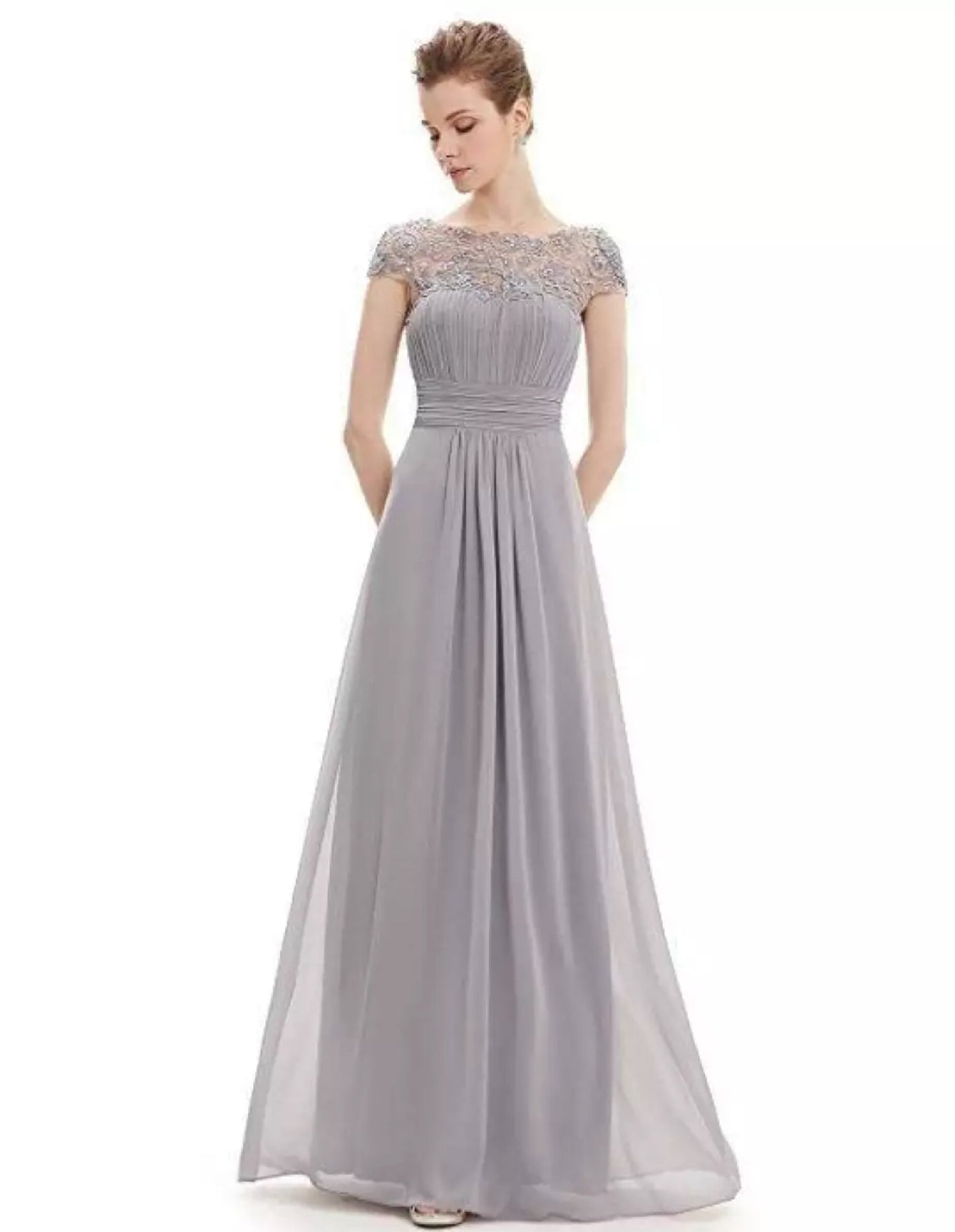 Women's Lace Gown Floral Open Back Design