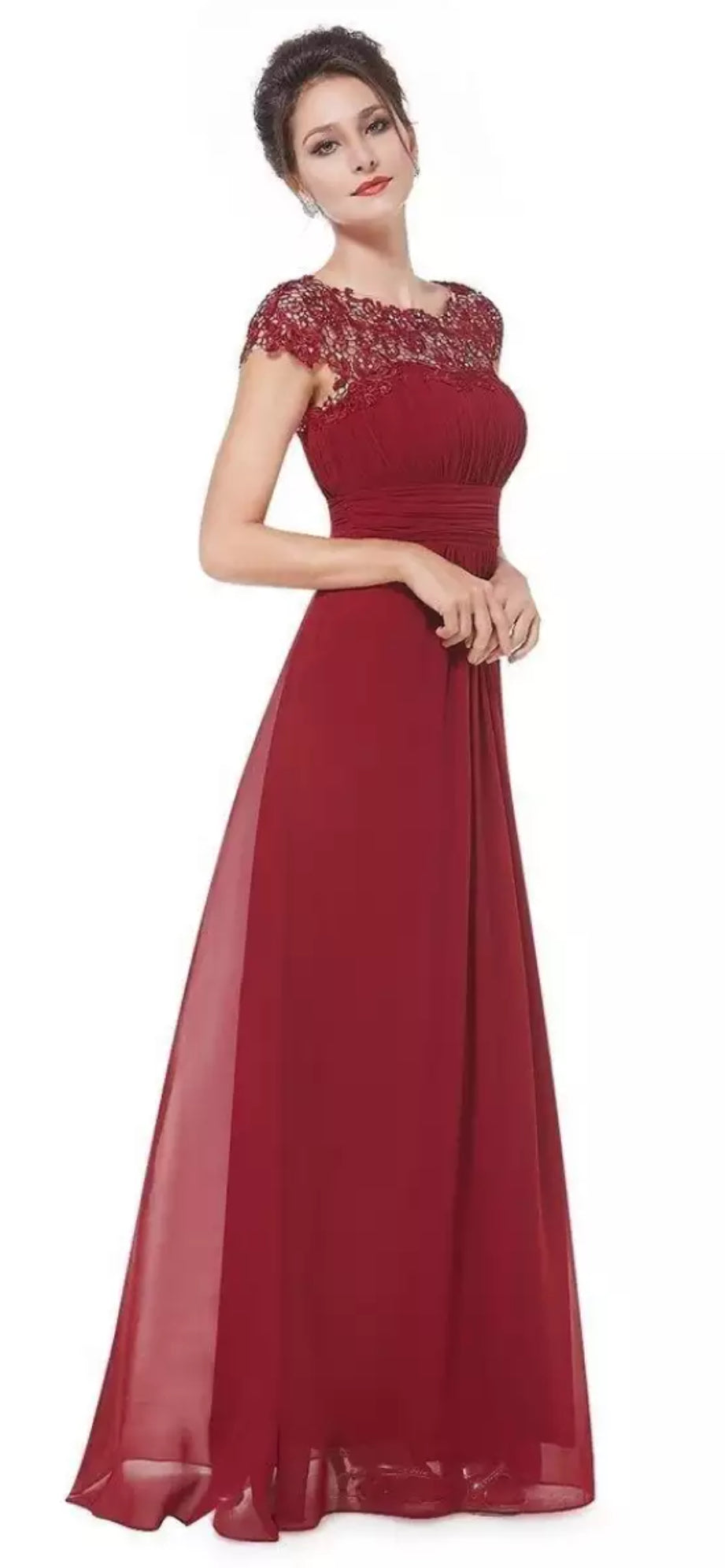 Women's Lace Gown Floral Open Back Design - Fashinoza