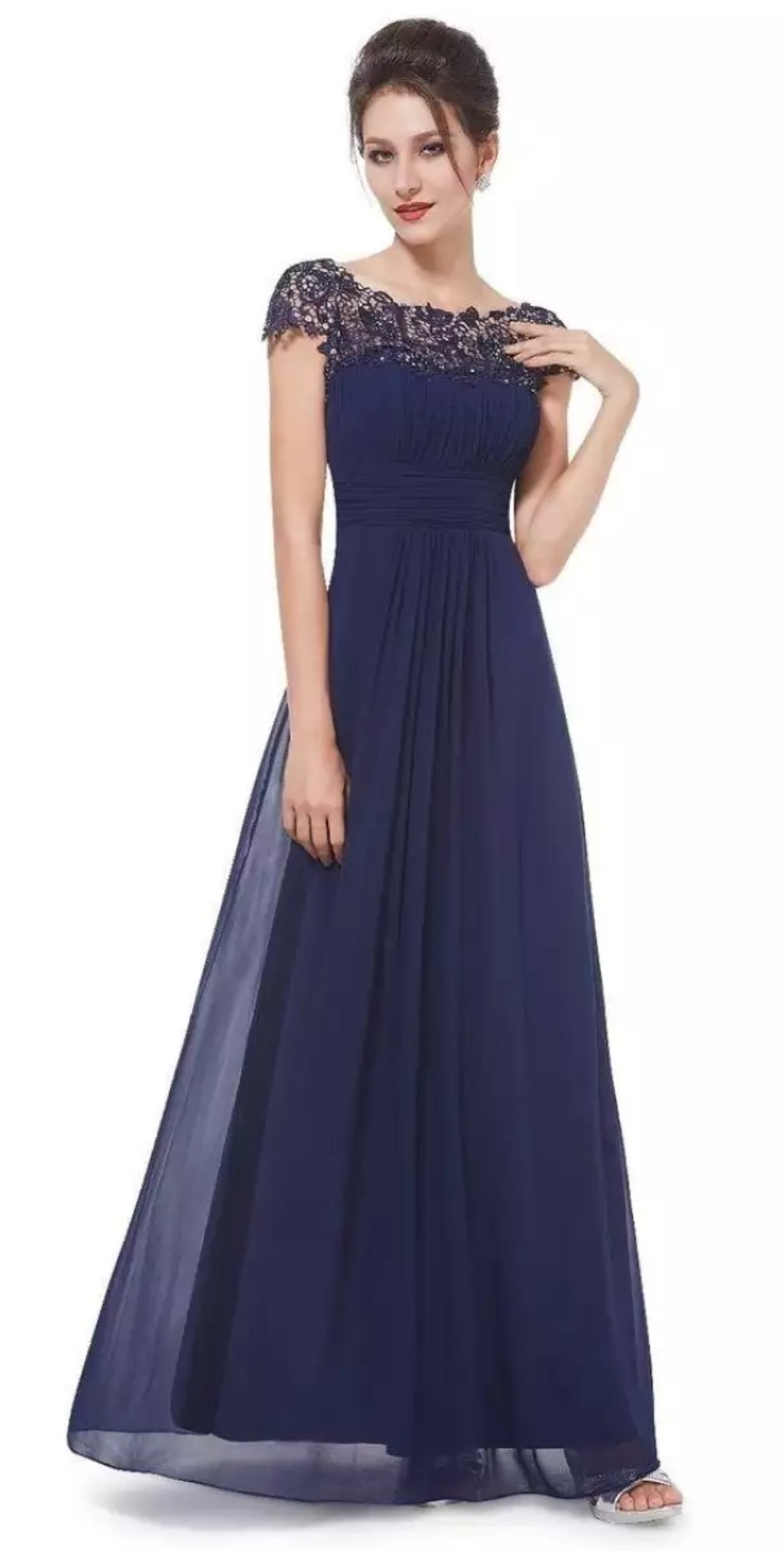 Women's Lace Gown Floral Open Back Design