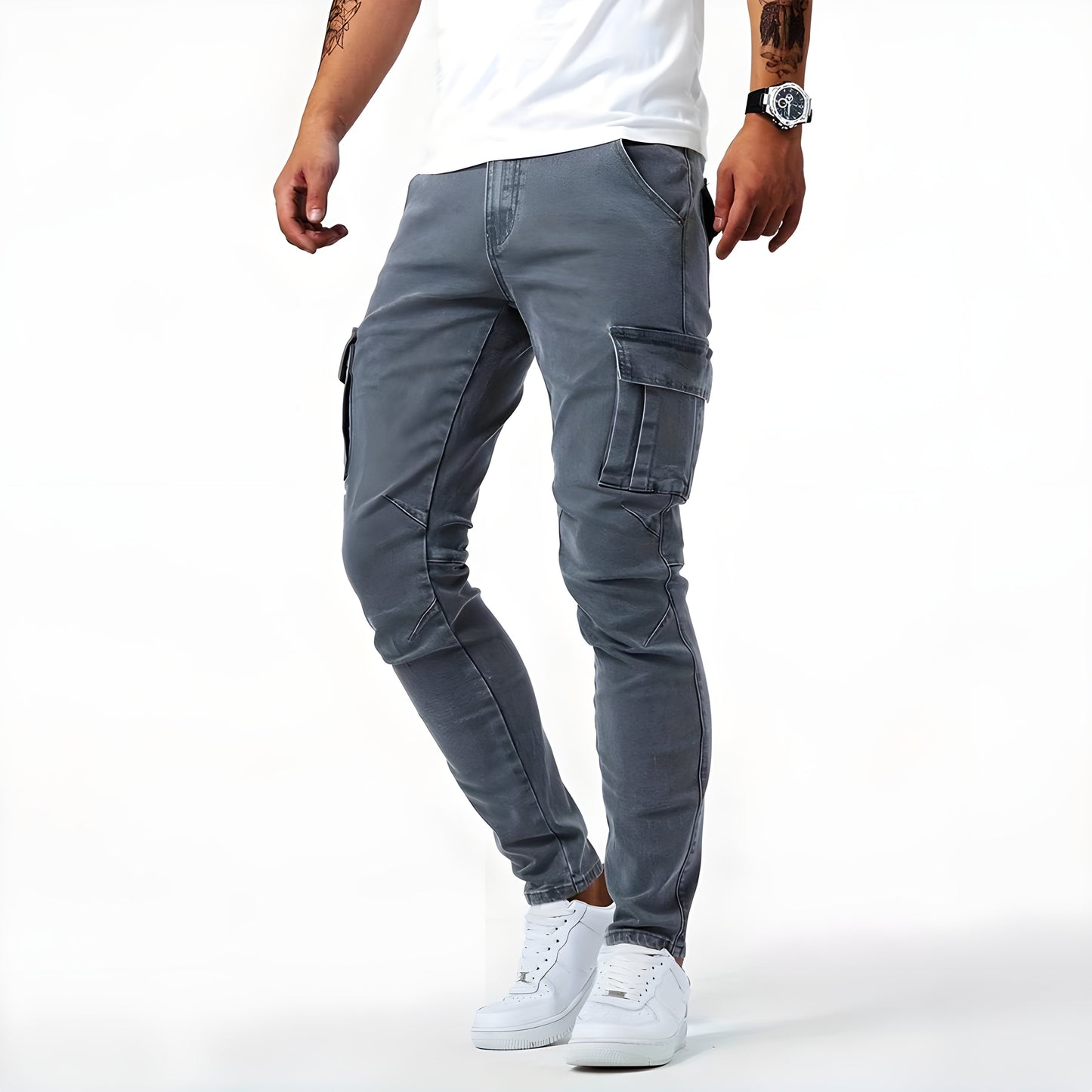Men's Slim Fit Cargo Pants Multi Pocket - Fashinoza