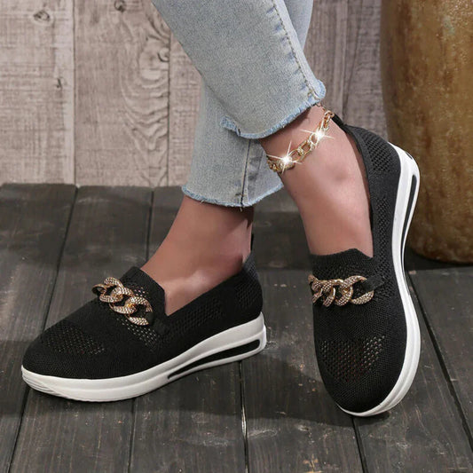 Women's Slip On Loafers Leather Brown - Fashinoza