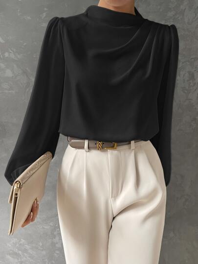 Women's Bishop Sleeve Blouse - 
Fashinoza