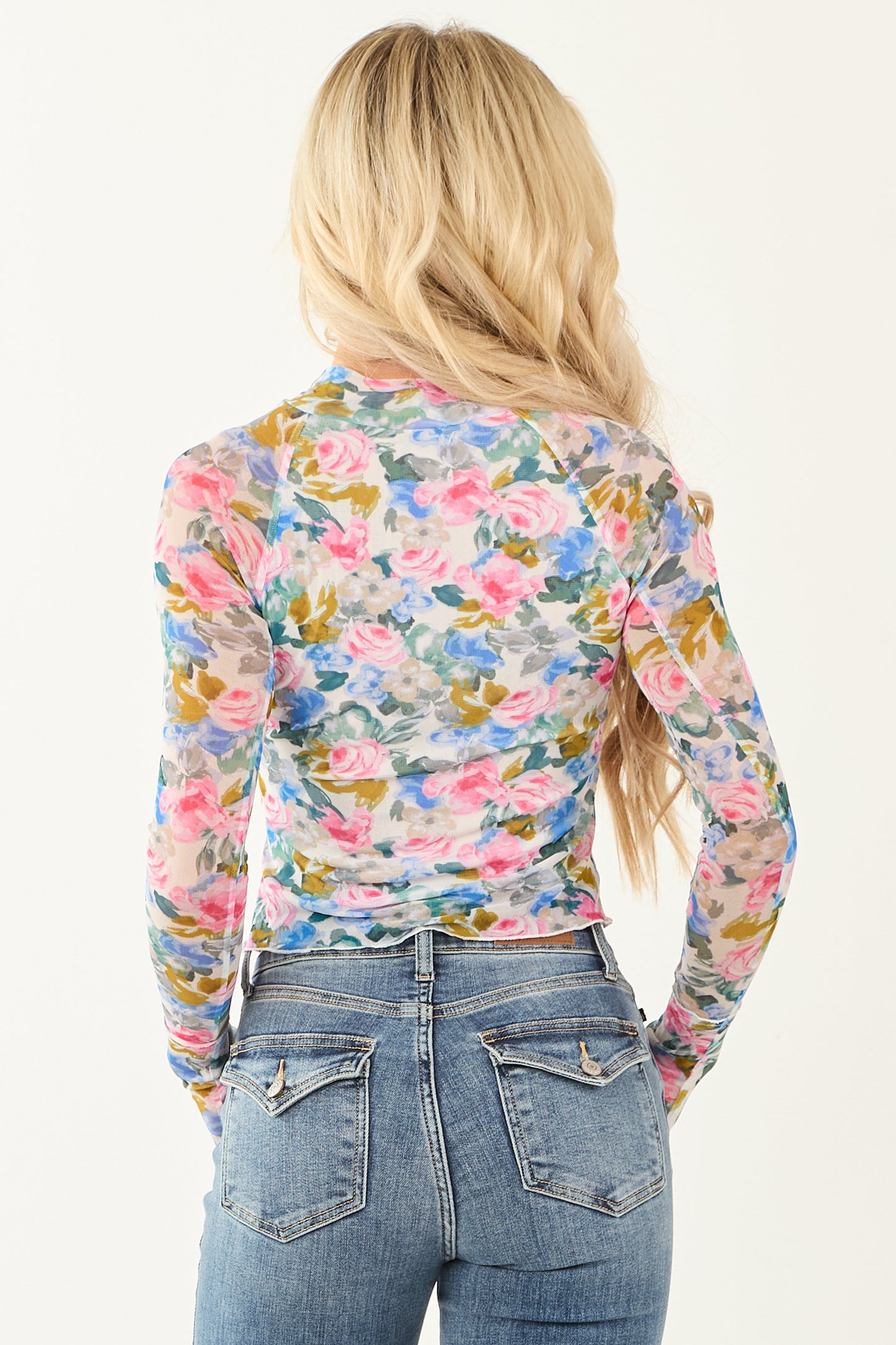 Women's Long Sleeve Floral Blouse Ivory