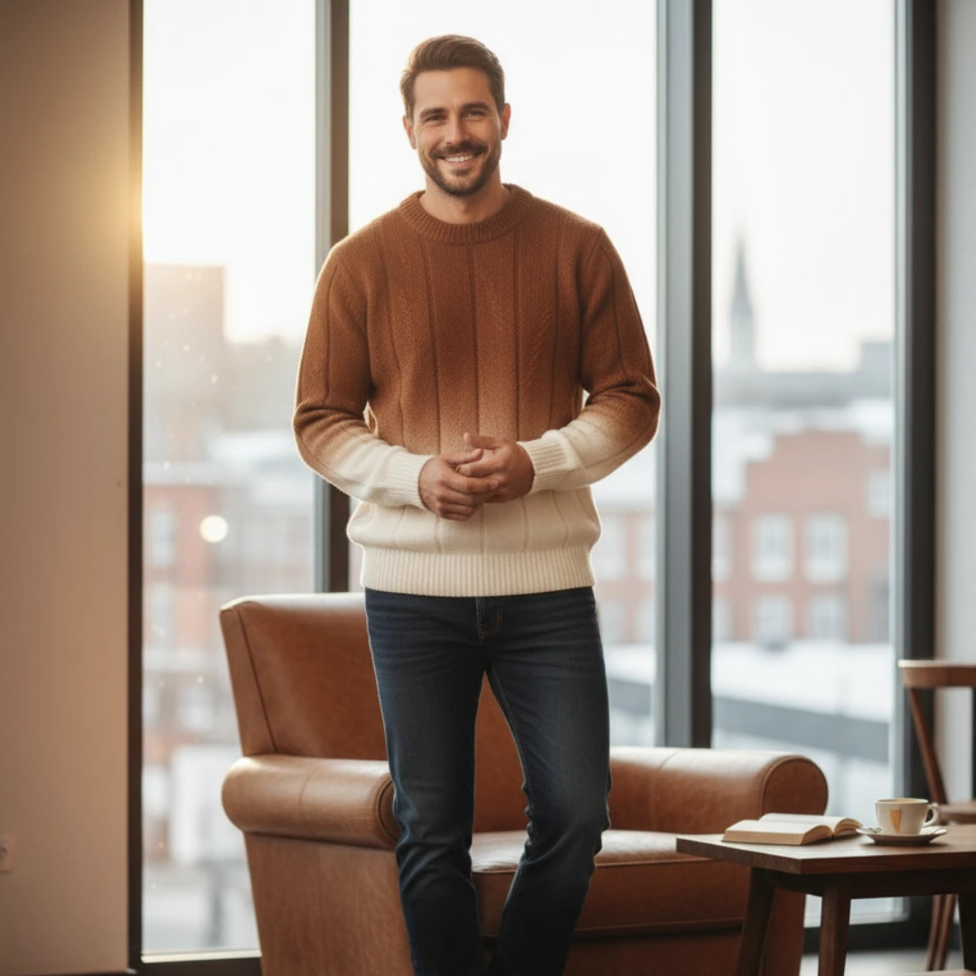 Men’s Gradient Knit Sweater – Soft Casual Pullover