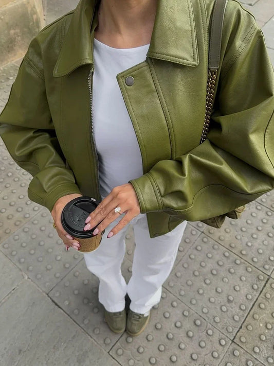 Women's Oversized Zip Jacket Cotton Flap Pockets Black - Fashinoza