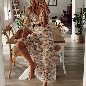 Women's Boho Maxi Swing Dress - Fashinoza