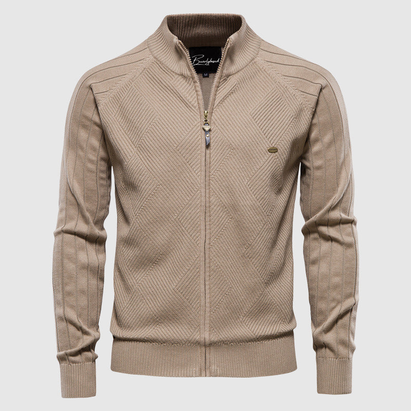 Men's Zipper Cardigan Turtleneck Sweater - Fashinoza