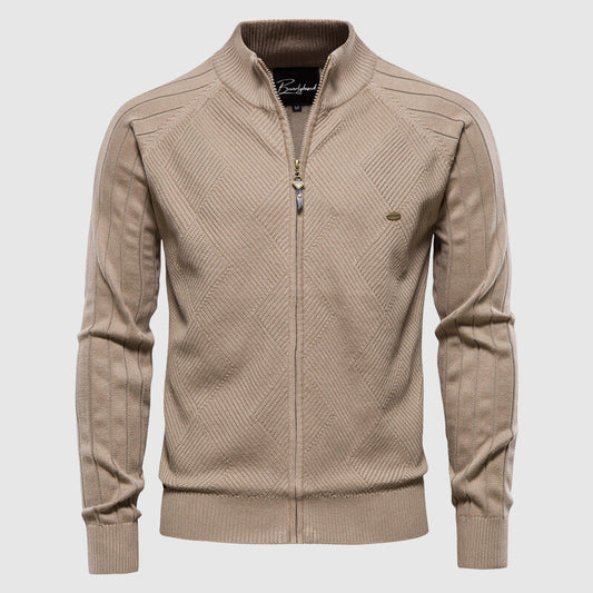 Men's Zipper Cardigan Turtleneck Sweater - Fashinoza