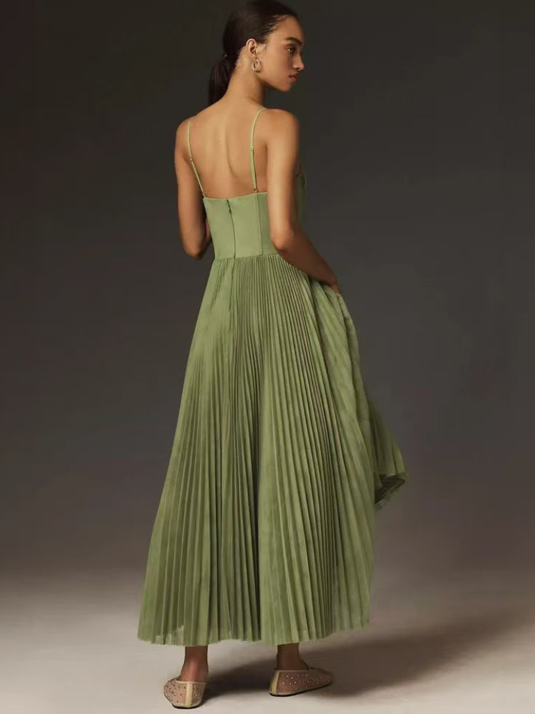 Women's Sleeveless Maxi Dress Pleated