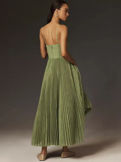 Women's Sleeveless Maxi Dress Pleated