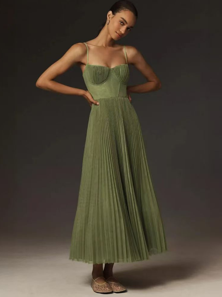 Women's Sleeveless Maxi Dress Pleated