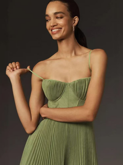 Women's Sleeveless Maxi Dress Pleated