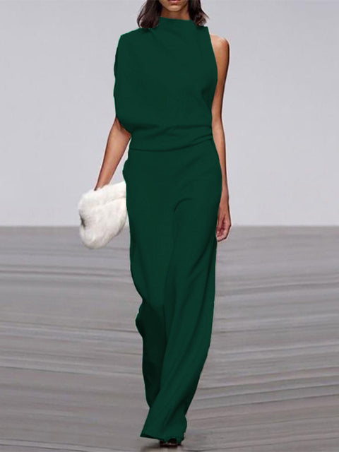 Women's Sleeveless Jumpsuit Open Back Design