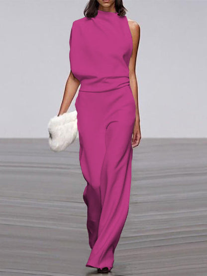Women's Sleeveless Jumpsuit Open Back Design